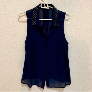 Urban Outfitters - Navy blue button down blouse